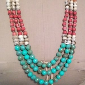 New gCm heavy triple strand long beaded necklace